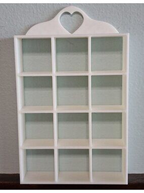 Miniature Country Cottage Chic Wall Trinket Shelf-White-Heart Shape 5.5" Tall,